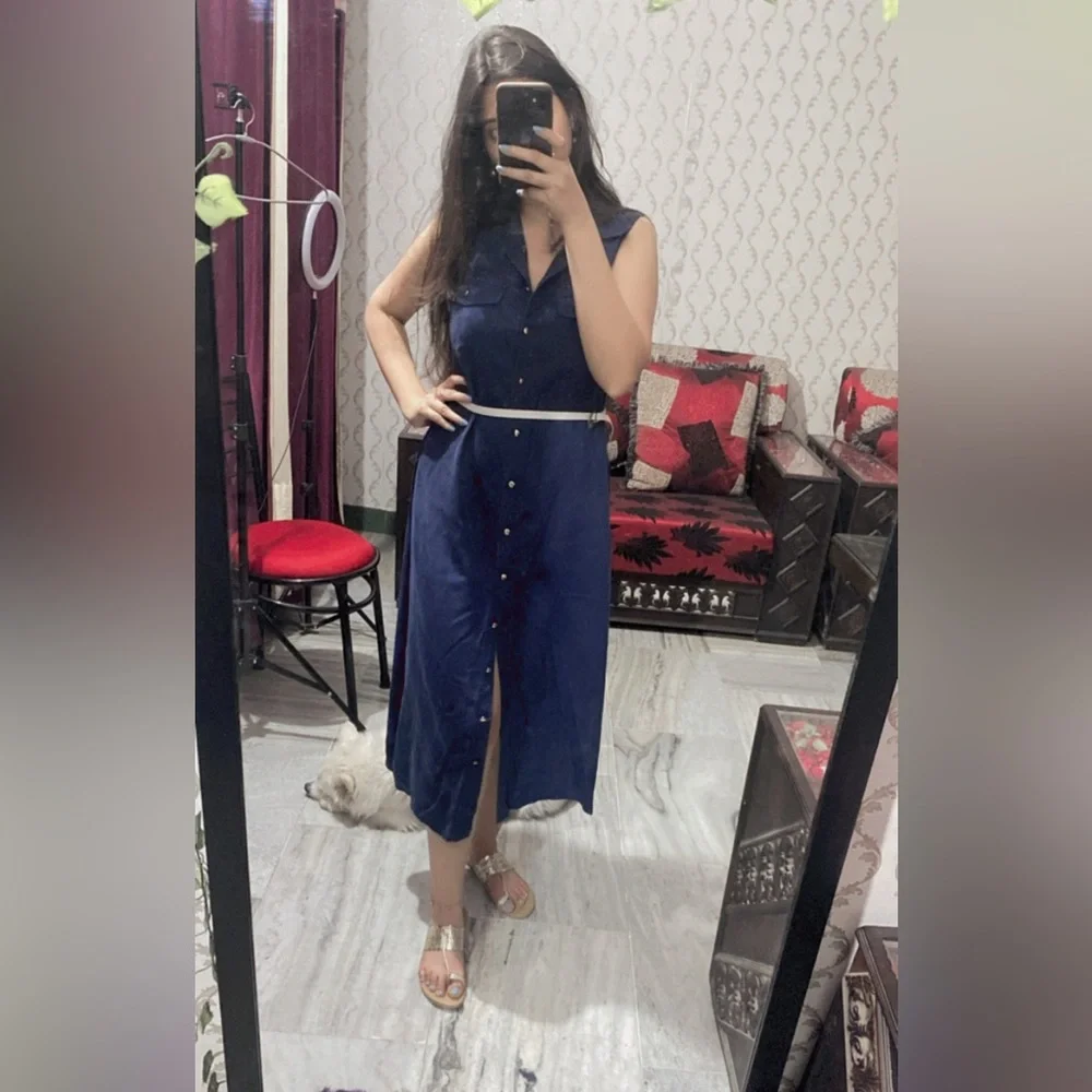 denim long dress( fade blue with white strands) - Picture 16 of 16